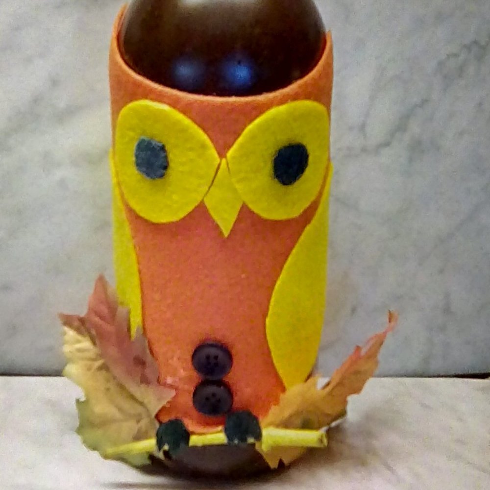 Handcrafted Bottle Art "Owl"